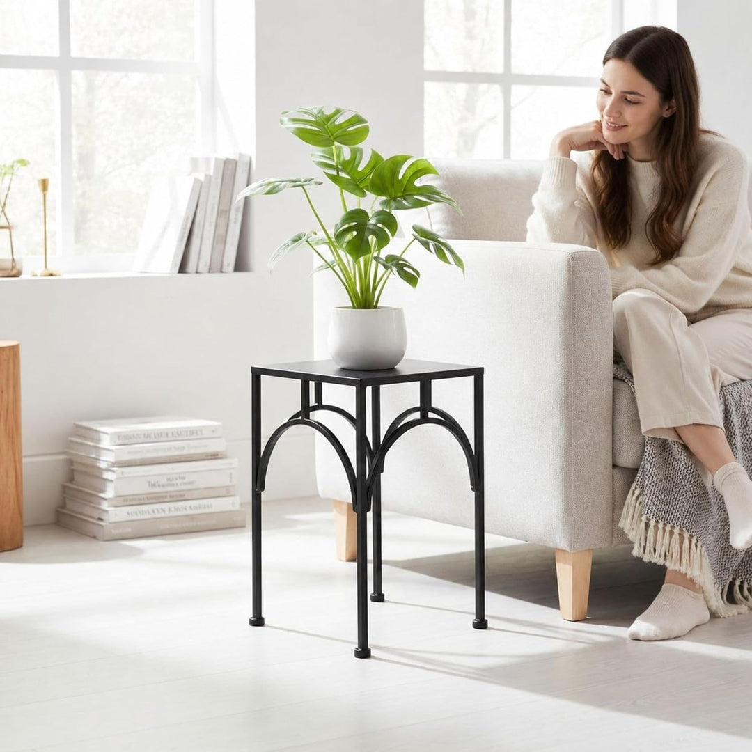 DanDiBo Blumenhocker Metall Schwarz Eckig Blumenständer Beistelltisch 96449 Blumensäule Pflanzenhock