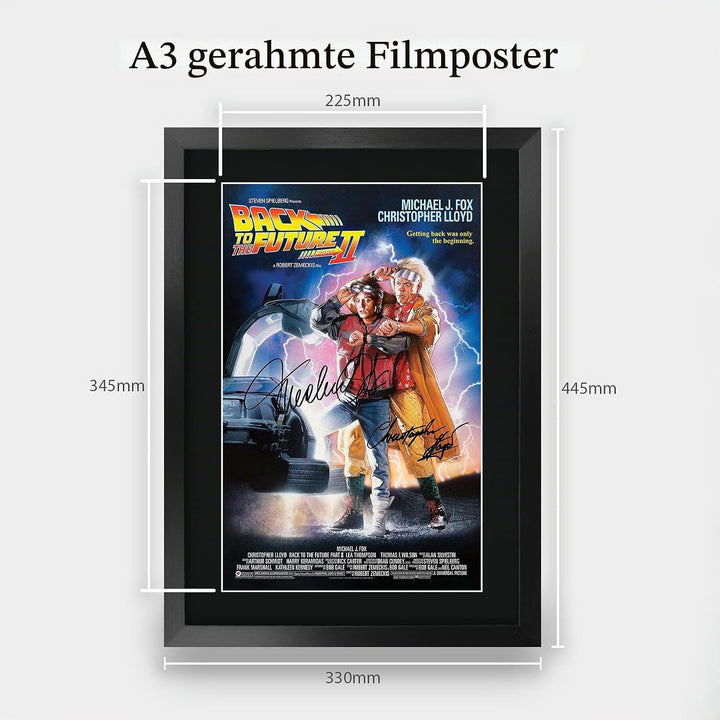 HWC Trading A3 FR Zurück in die Zukunft 2 Poster Cast Signed Geschenk gerahmt Printed Autogramm Chri