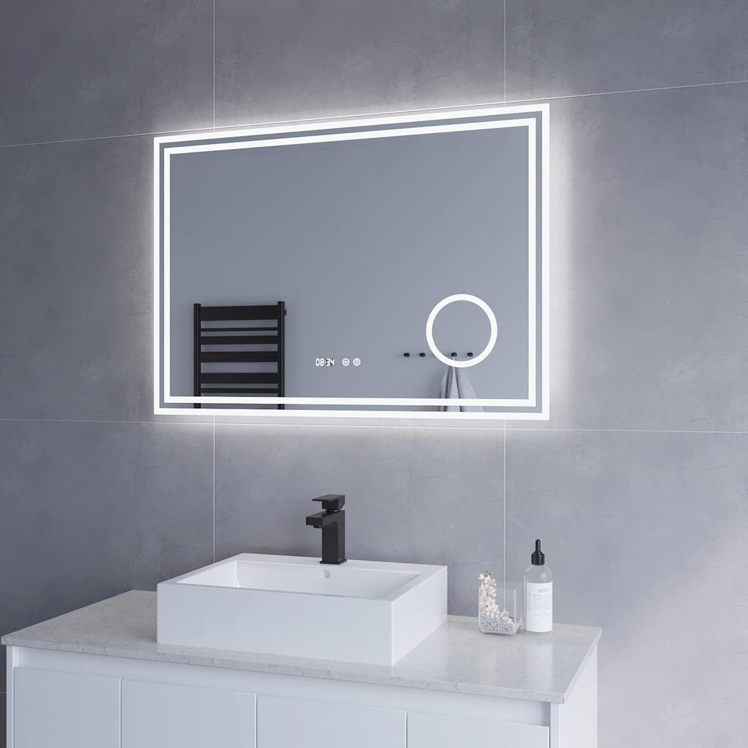 AQUABATOS LED Badspiegel 100x70 cm Wandspiegel Badezimmerspiegel mit Beleuchtung lichtspiegel Dimmba