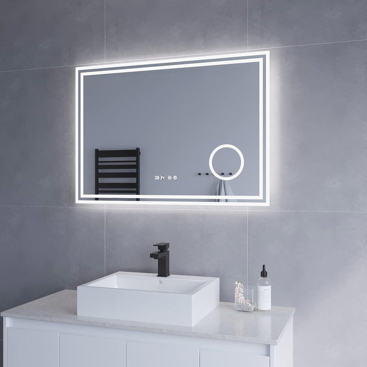 AQUABATOS LED Badspiegel 100x70 cm Wandspiegel Badezimmerspiegel mit Beleuchtung lichtspiegel Dimmba