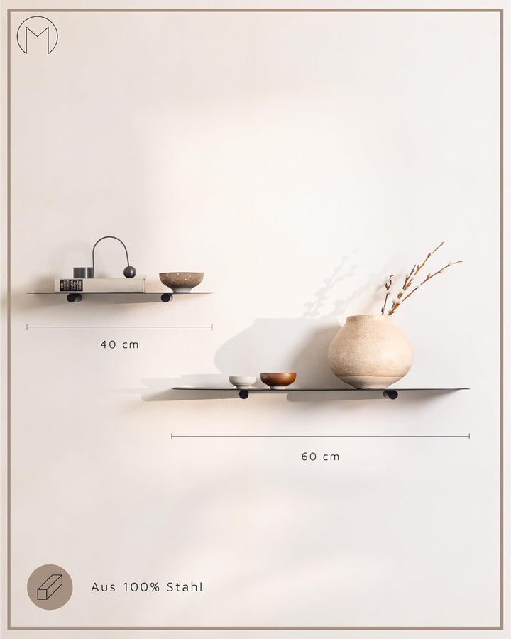 Metallbude Wandregal LENN - Weiss - Modernes, minimalistisches Metallregal mit Wandmontage- Kratz-,