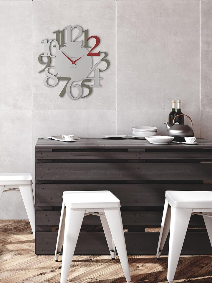 CalleaDesign Russell Wanduhr Weiss Wengé-Eiche Aluminium Elegantes Originelles Hochwertig 45 cm Mode