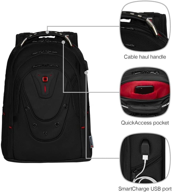 WENGER Ibex Deluxe Laptop-Rucksack, Notebook 14 bis 16 Zoll, Tablet bis 10 Zoll, 26 l, Damen Herren,