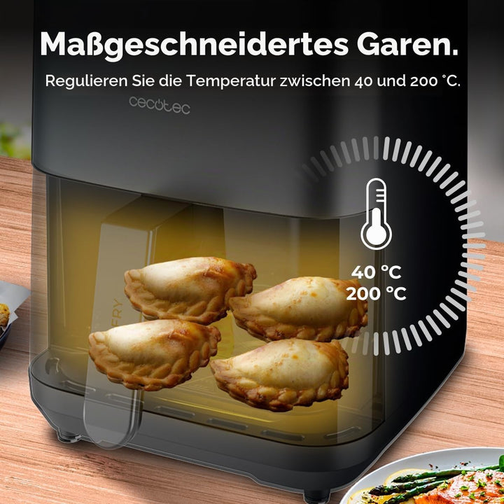 Cecotec Heissluftfritteuse ohne Öl - 4L - Grillplatte - Grill - Doppelte Heizelemente - Air Fryer Ce