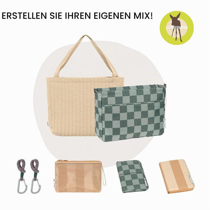 LÄSSIG Baby Wickeltasche Shopper mit Kinderwagenbefestigung/MIX Shopper Cotton beige, Beige