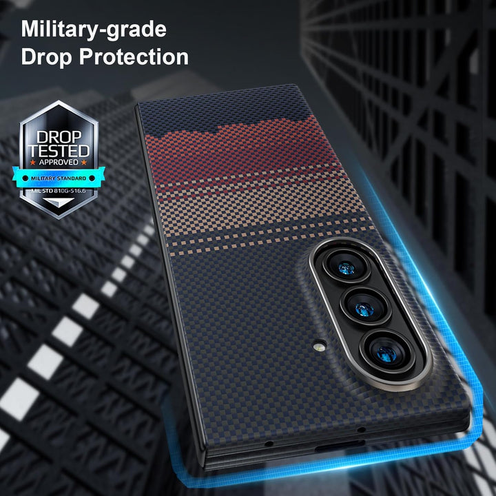 memumi Magnetische Carbon Hülle für Galaxy Z Fold 7, [mit Schutzfolie] kompatibel mit Mag-Safe, echt