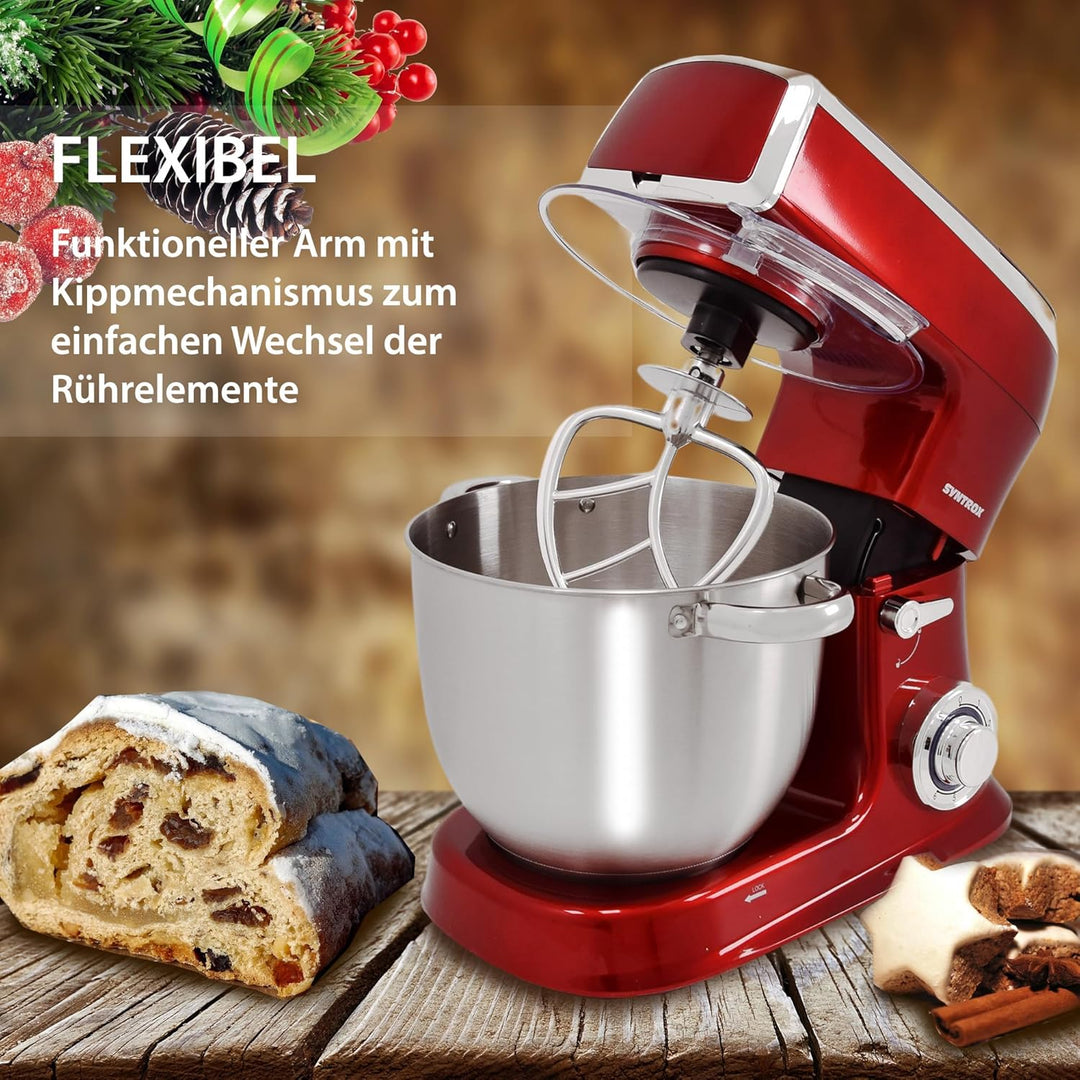 Syntrox Germany Küchenmaschine Wasas Mixen & Zerkleinern 7,5 Liter, Mixer und Fleischwolf in einem,