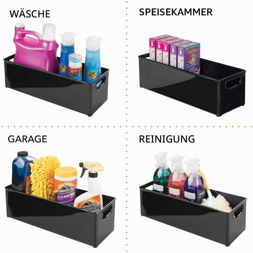 mDesign 8er-Set Schreibtisch Organizer mit Griffen – tragbares Schreibtisch Ordnungssystem aus Kunst