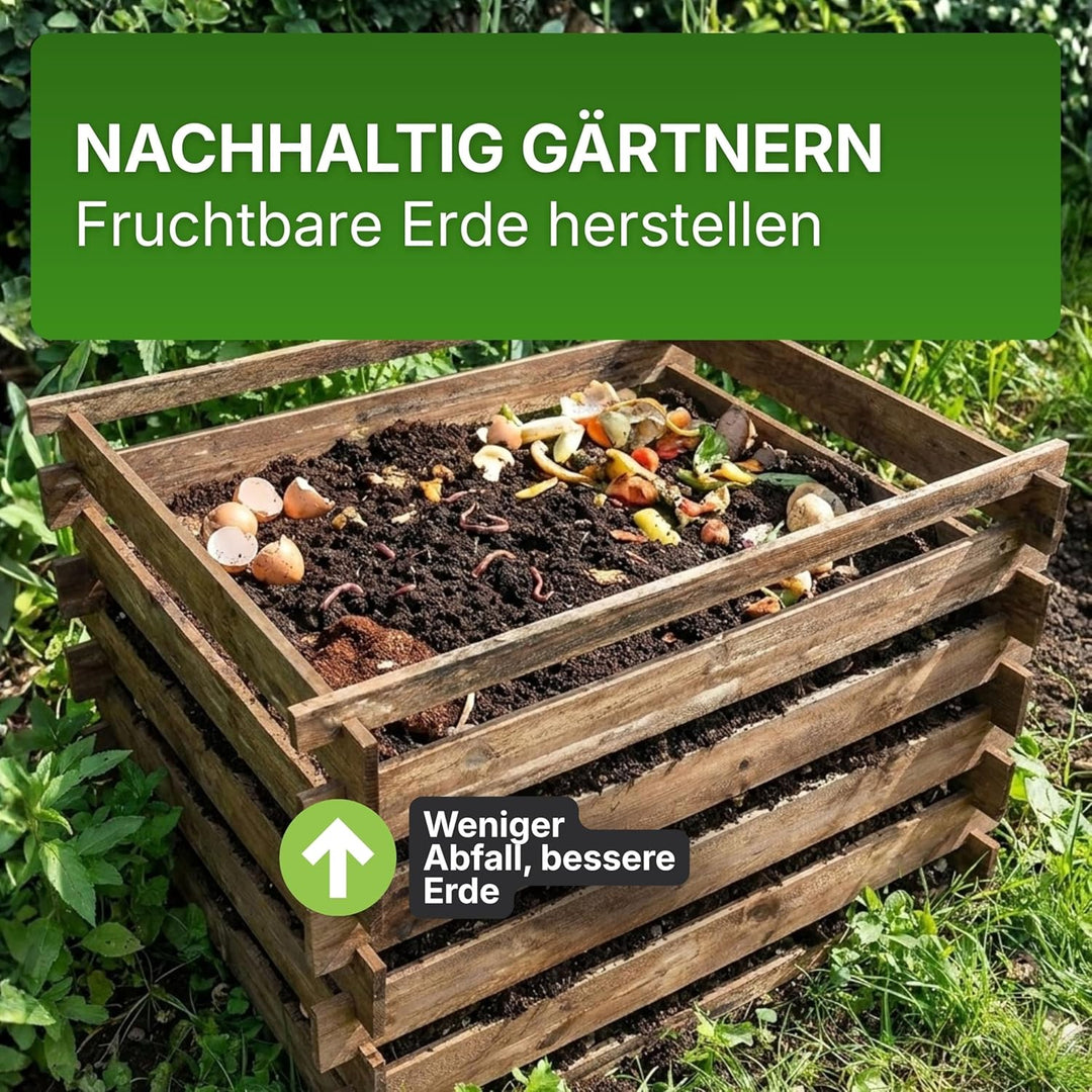 Gartenwelt Riegelsberger Holzkomposter 90x90xH70 cm Kiefer braun kesseldruckimprägniert mit Holz-Ste