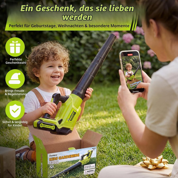 Pandapop Laubbläser Kinder mit Sound, Garten Werkzeug Kinder ab 3 Jahre Hellgrün, Hellgrün