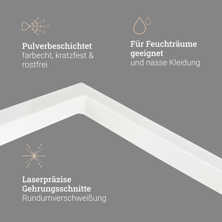 Natural Goods Berlin 1x Kleiderstange ÜBERECK Wandmontage - Garderobenstange L-Form für Flur, Bad od