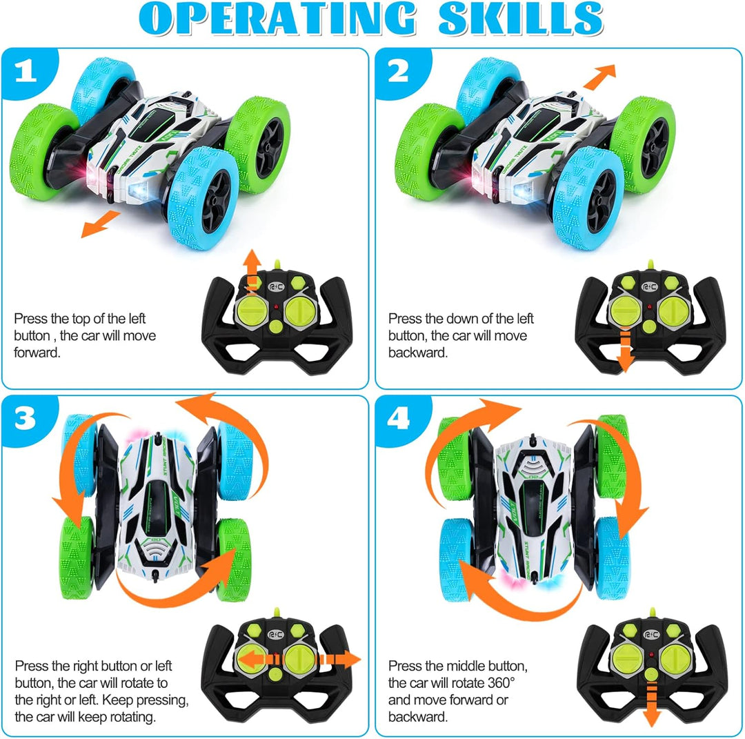 Ferngesteuertes Auto für Kinder RC Stunt Auto 4WD 2.4 Ghz Fernbedienung 360° Flip RC Auto Offroad mi