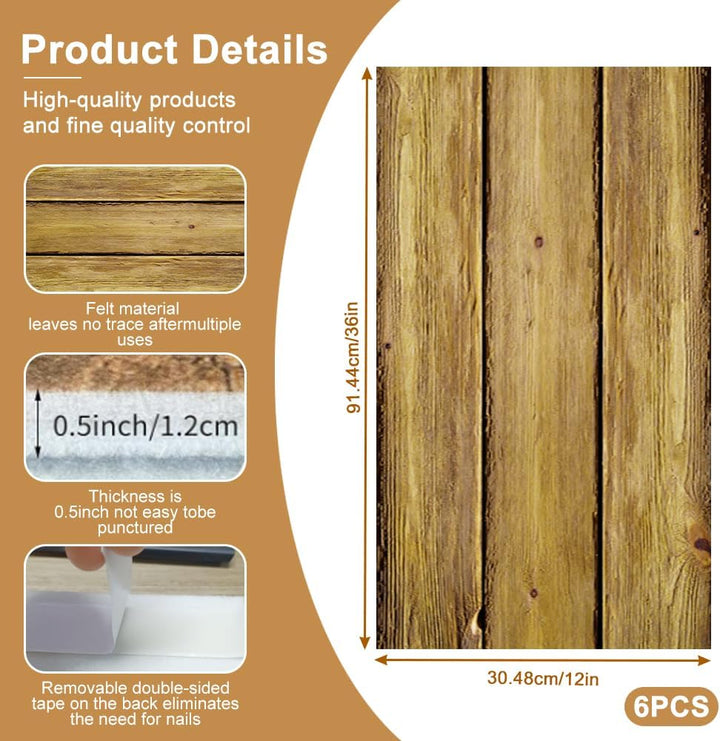 Dart Wandschutz Set aus Filz, 6 Selbstklebende Paneele in Holzoptik (30x30 cm) | Wandschutz für Dart