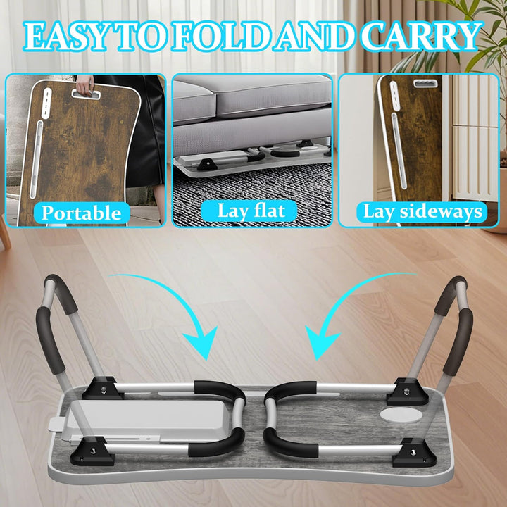 Soontrans Laptoptisch 60x40x28 cm, Laptop Tisch mit Schublade, Getränkehalter, Tablethalter, Griff,