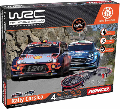 Ninco - WRC Rally Corsica | Slot-Schaltung mit Zwei Autos im Lieferumfang enthalten, Fernbedienungen