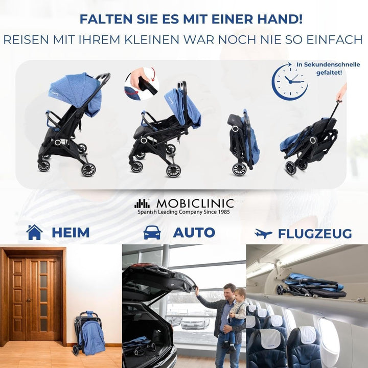 Mobiclinic®, Kinderwagen, Ultraleicht, 5-Punkt-Gurt, Einhandlenker, Zusammenklappbarer Kinderwagen,