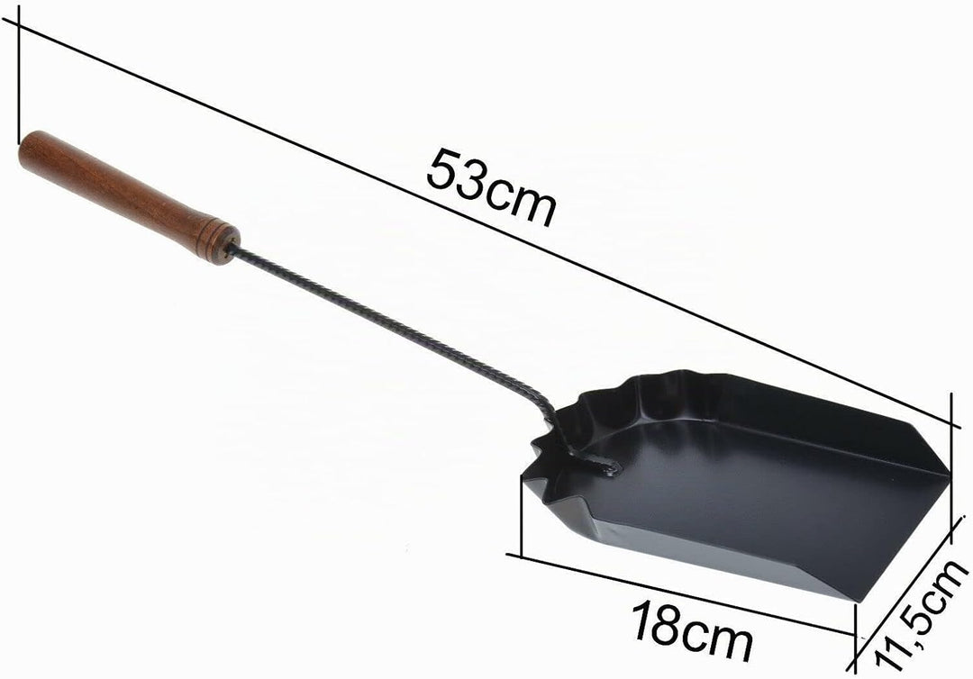 3er Set kaminbesteck schwarz, Kaminzubehör, Kaminwerkzeug, Kamingarnitur mit Schürhaken, Aschekratze