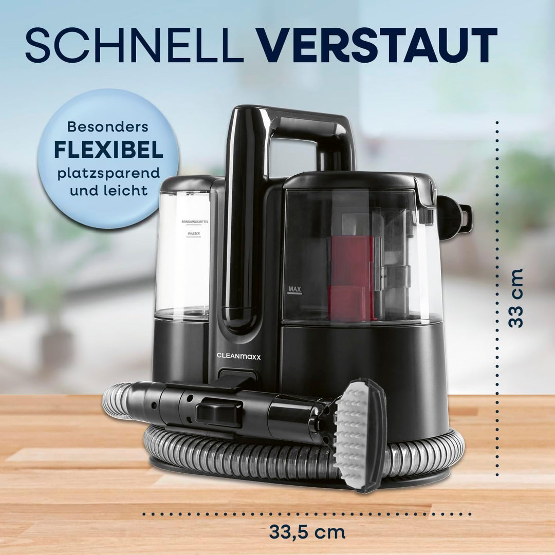 CLEANmaxx Pro Polsterreiniger Gerät 400W | kraftvoller Waschsauger mit 2 Düsen | für Sofa Auto Teppi