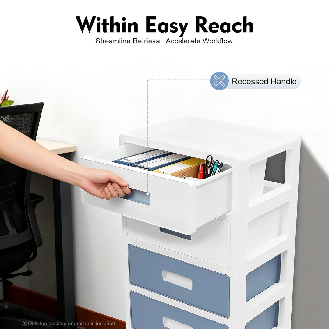 MINRS Rollwagen aus Kunststoff mit Schubladen und Rädern – Selbstaufrollende Rollcontainer