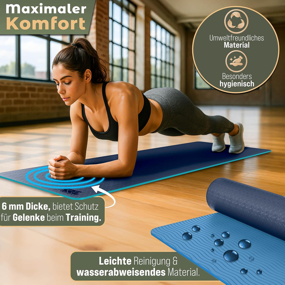 Yogamatte Phthalatfrei | Gymnastikmatte rutschfest | Fitnessmatte schadstofffrei | Trainingsmatte mi