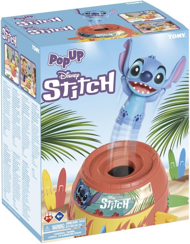 TOMY Disney Pop Up Stitch Aktionsspiel, Lustiges Familien und Kinderspiel, Geschicklichkeitsspiel ge