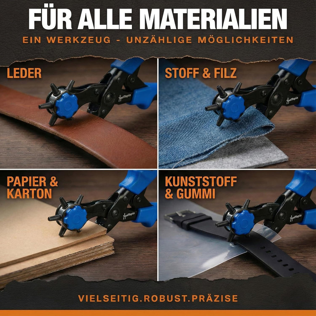 Lochzange für Leder [KOMPLETTSET], Locheisen | Lochstanzer als Leder Werkzeug, Lochzange Papier, Gür