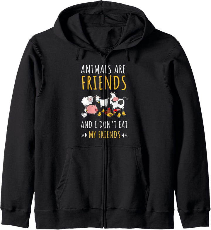 Tiere sind Freunde kein Futter Veganer Tierrechte Tierschutz Kapuzenjacke