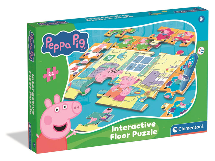 Clementoni Quiz-Bodenpuzzle - Peppa Pig - Interaktives Puzzle mit Stift, Lernspiel für Kinder ab 3 J