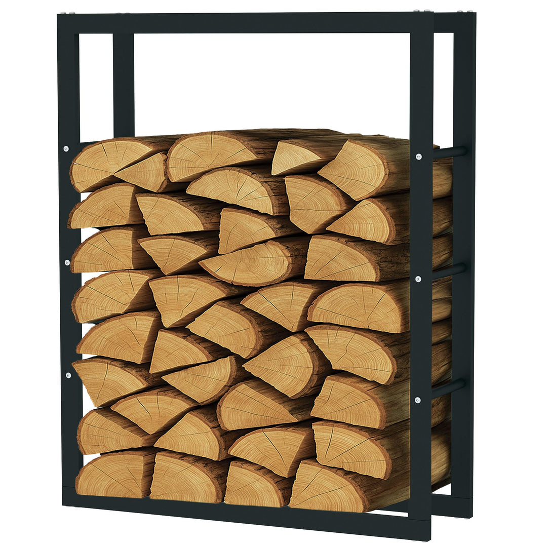 SCHMIDT security tools Kaminholzregal 80x25x100cm Stahl Schwarz Brennholzregal Holzstapelhilfe Holzu