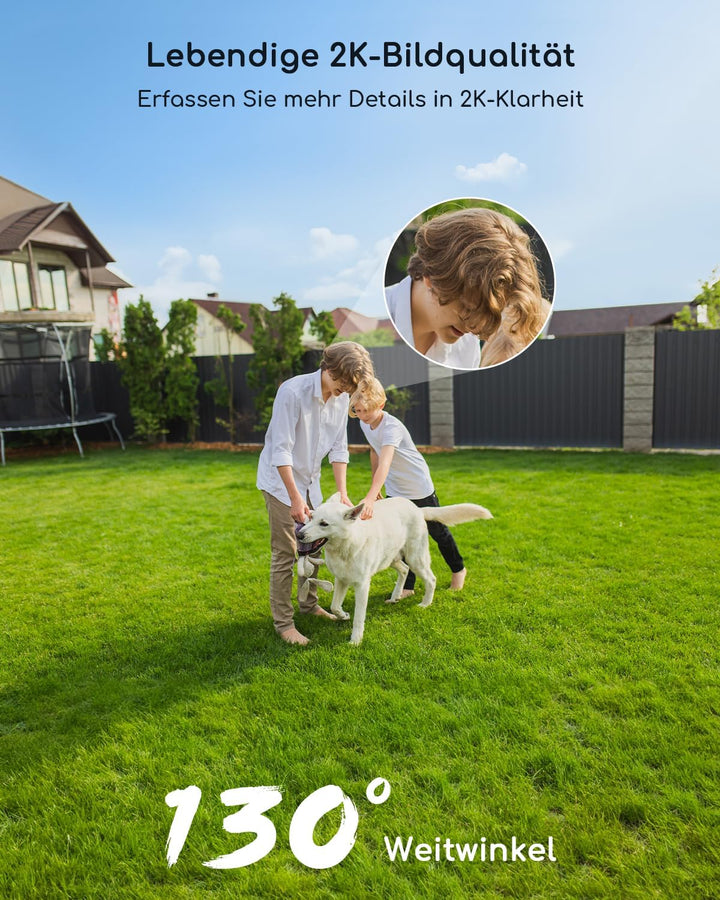 COOAU 2K Überwachungskamera Aussen Solar Akku，Kabellos IP Kamera Innen mit Wiederaufladbare Batterie