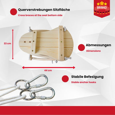 Pferdeschaukel Gitterschaukel Babyschaukel aus Holz - 6557