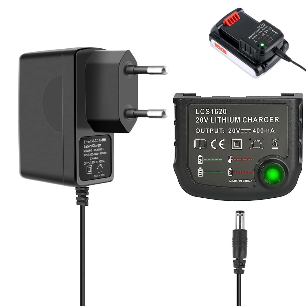 18V/20V Ladegerät Kompatibel mit Black & Decker, XPJBKC Lithium-Akku Ladegerät für Black und Decker