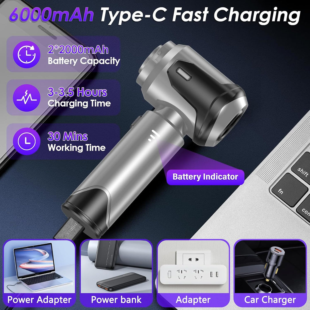 Handstaubsauger, 16000 PA, leistungsstarker Mini-Auto-Staubsauger, 6000 mAh, wiederaufladbar, kabell