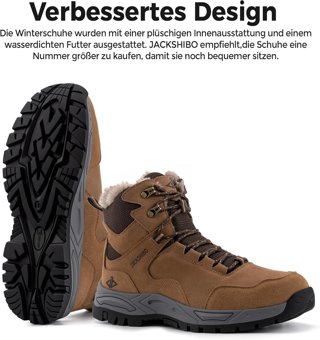 JACKSHIBO Winterschuhe Herren Winterstiefel Damen Warme Gefüttert Stiefel Wasserdicht Rutschfest Sch