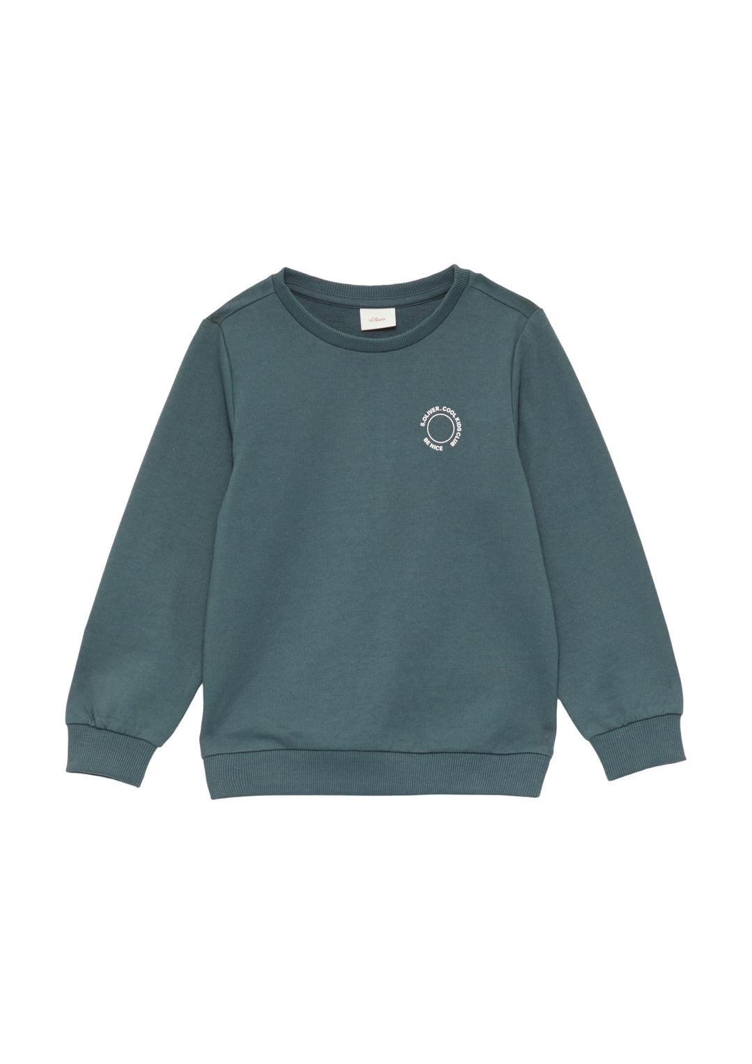 s.Oliver Unisex Sweatshirt mit Rippbündchen und kleinem Print-Detail, Schiefergrau