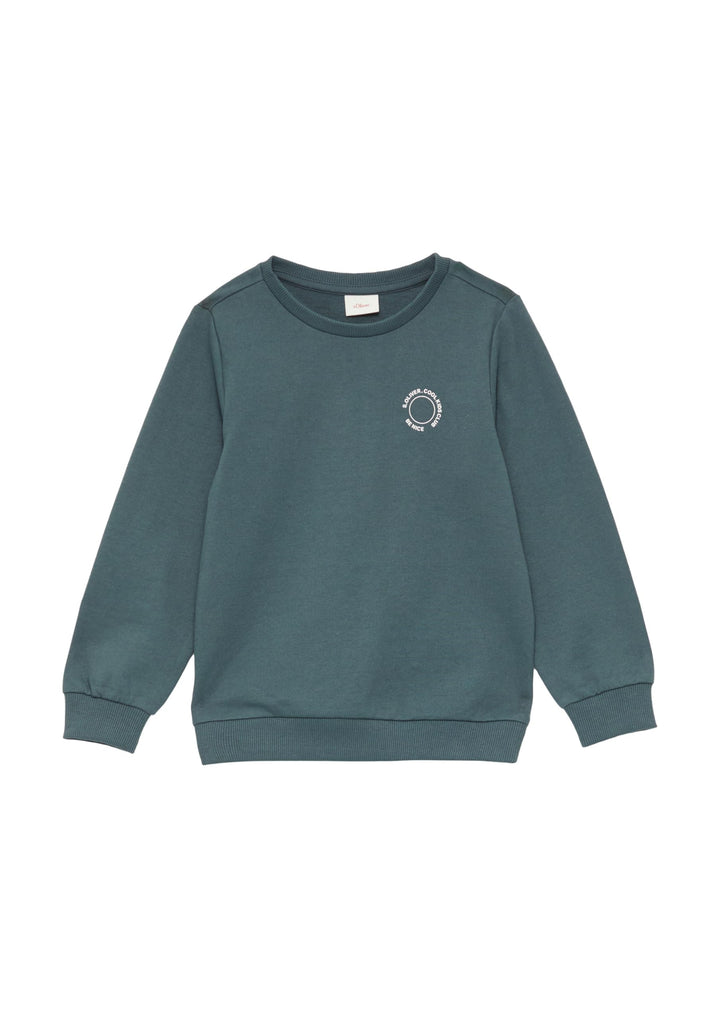 s.Oliver Unisex Sweatshirt mit Rippbündchen und kleinem Print-Detail, Schiefergrau