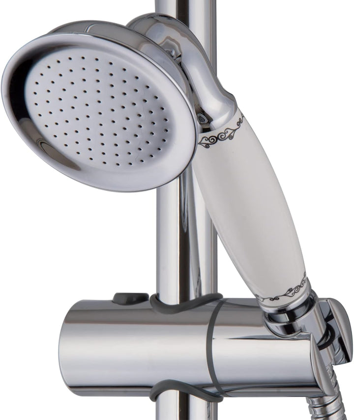 PaulGurkes Aufputz Duschsystem Retro Nostalgie Regendusche Set Duschsäule Antik Duschset Dusche Brau