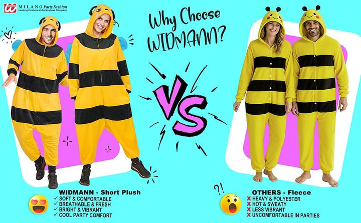 W WIDMANN MILANO Party Fashion - Tier Overall für Erwachsene, weicher Plüsch Jumpsuit mit Kapuze, Ti