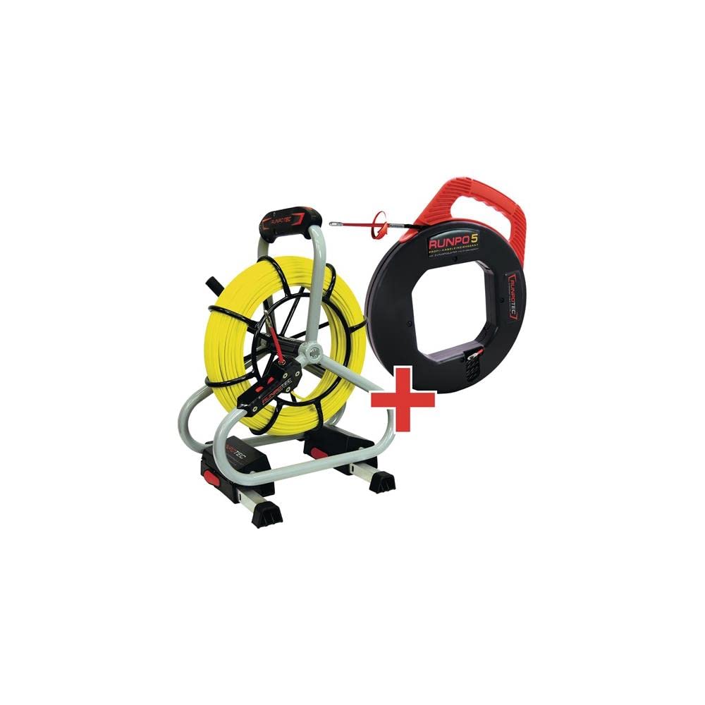 Runpotec Profi-Set Aktion Glasfaserstab Ø 4,5 mm-60 m Gewinde RTG Ø 6 mm Haspel inkl Runpo5 30 m Kab