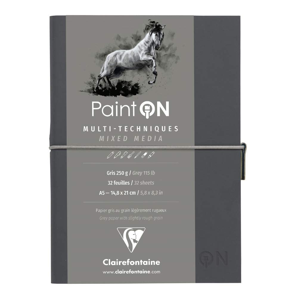 Clairefontaine 975184C Skizzenheft mit Fadenbindung Paint'On (32 Blatt, 250g) 1 Stück grau grau ohne