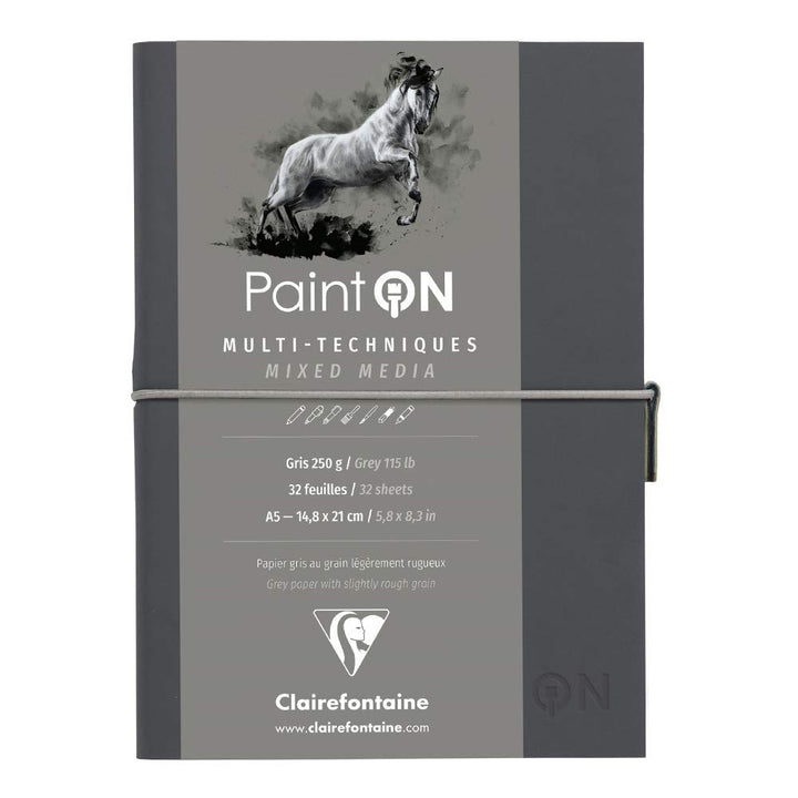 Clairefontaine 975184C Skizzenheft mit Fadenbindung Paint'On (32 Blatt, 250g) 1 Stück grau grau ohne