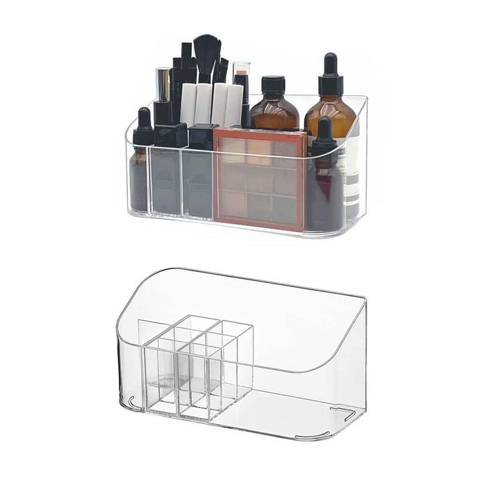 LINFIDITE 2 Stück Make-up Organizer, Kosmetik Organizer mit 9 Fächern 2 herausnehmbaren Trennwänden,