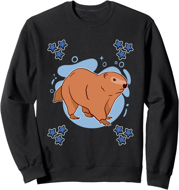 Herren Murmeltier Zeichnung Sterne Jungen Murmeltier Sweatshirt