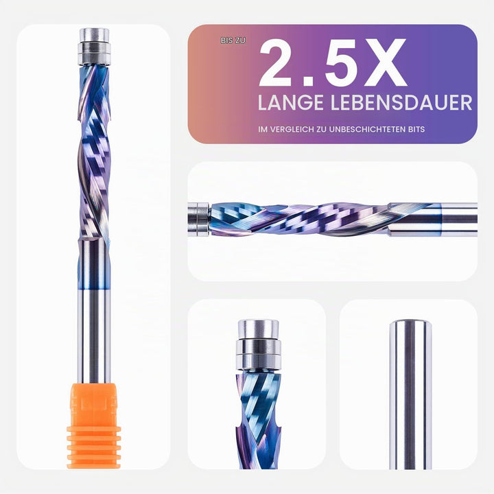 SpeTool Bündigfräser 8mm Schaft Extra Lang Kopierfräser für Oberfräse Up&Down Kompressions 40mm Schn