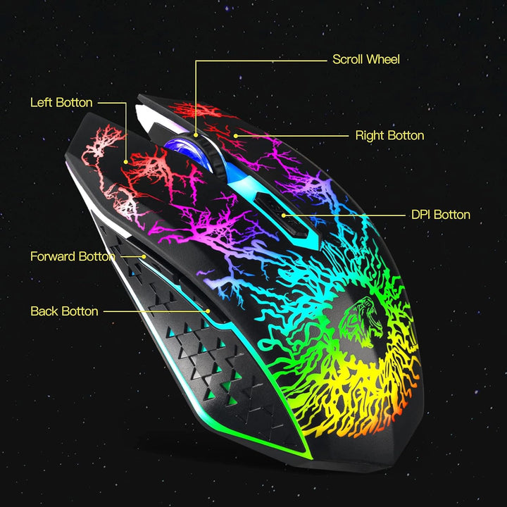 VEGCOO Gaming Maus Kabellose Mouse Gaming Silent Optical Sensor mit 1600/1200/800 DPI PC Maus Gaming