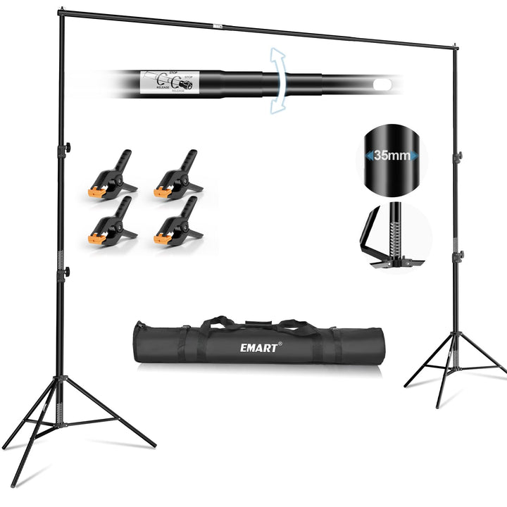 EMART Studio Hintergrund Ständer 3x3m, Professionelles Hintergrundsystem Fotografie Heavy Duty Hinte