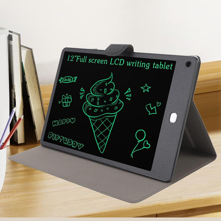 Topiky 12 Zoll LCD Tablet mit PU Hülle und Stift, Digitaler Vollbildnotiz für Kinder und Erwachsene,