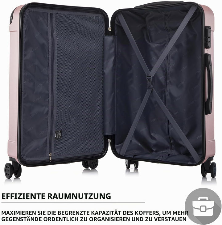 Trolley Koffer Suitcase, Reisekoffer, Rollkoffer Handgepäck, Hartschalenreisekoffer mit 4 Rollen 360