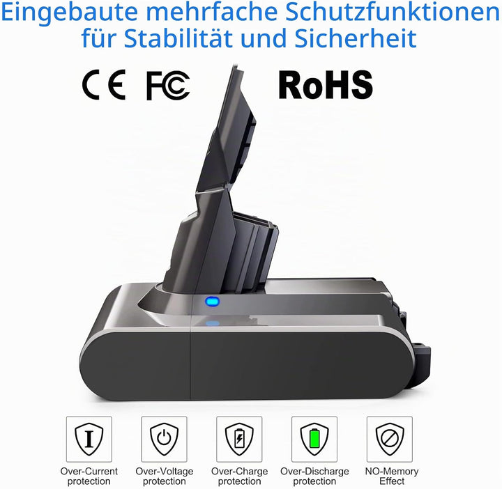 V7 Akku 4600mAh 21,6V Ersatz Akku für Dyson V7 SV11 Absolute Mattress Allergy Trigger Fluffy Fluffy