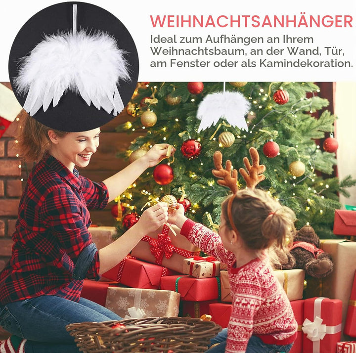 jojofuny 24 Stücke Kleine Engelsflügel Weihnachtsbaum Anhänger Weihnachten Mini Engel Flügel Deko We